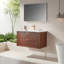 Meuble-lavabo mural simple flottant pré-assemblé de 36 po avec comptoir en céramique à 1 trou