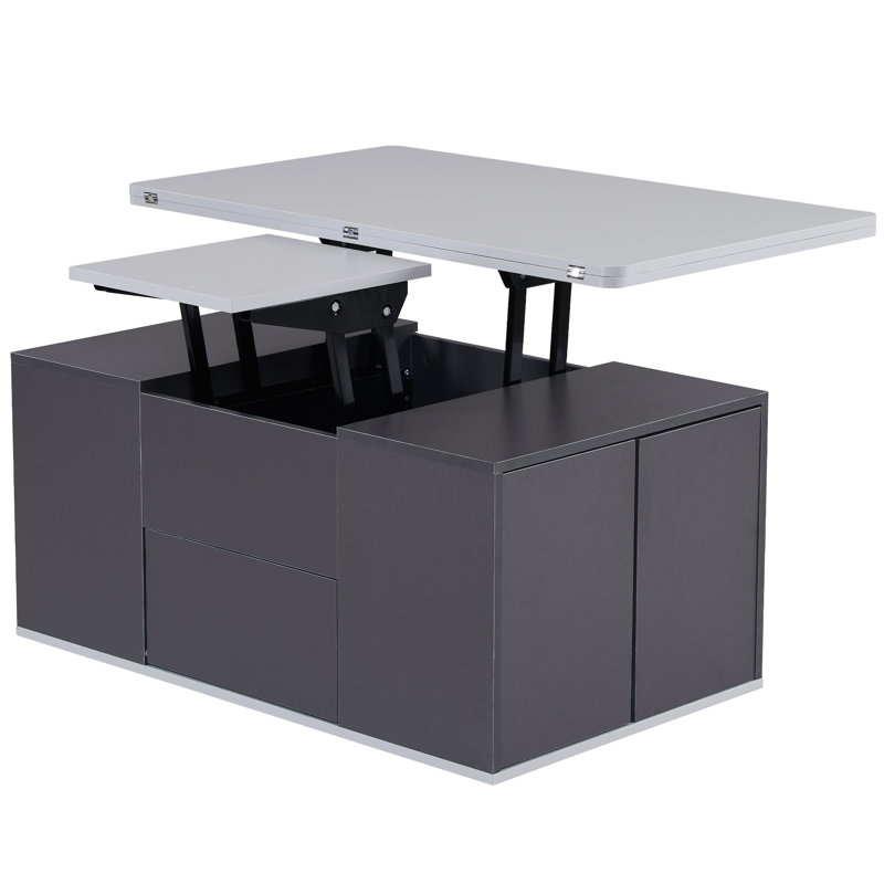 Assal Lift Top Frame Coffee Table with Storage, Black, Black