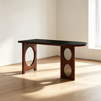 Creative Design Art-shaped Rock Slab Pine Desk