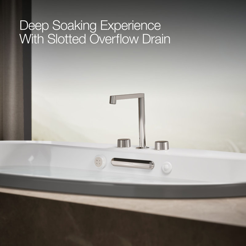 Underscore Oval 72-In X 42-In Heated Bubblemassage Air Bath With Whirlpool, Center Drain, White