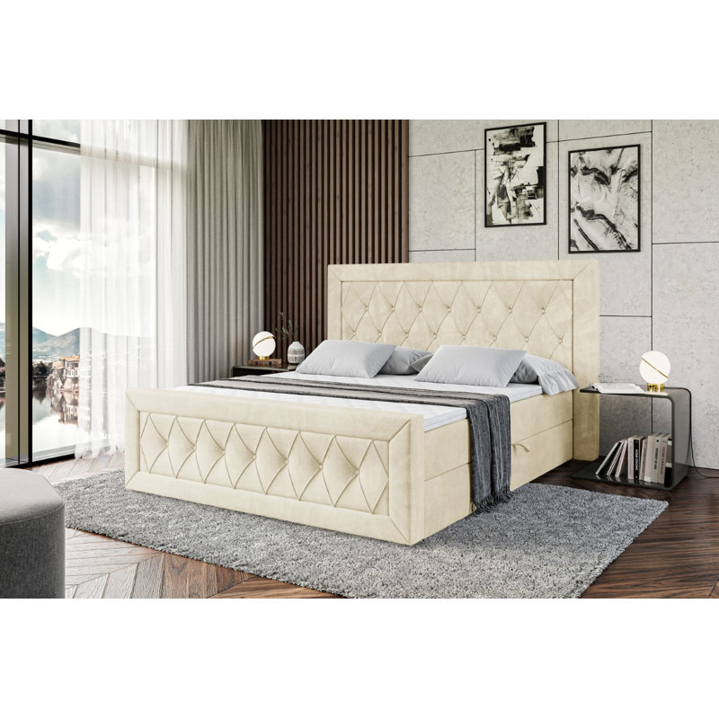 Bed, 200 x 200 cm, Beige