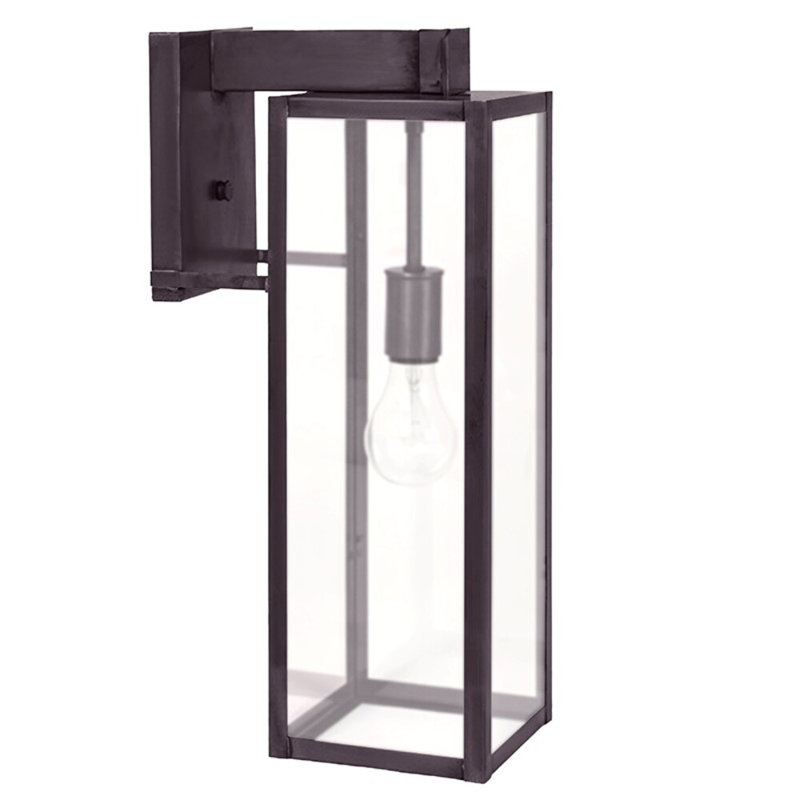 Uptown Outdoor Wall Lantern, Dark Brass;Frosted Glass