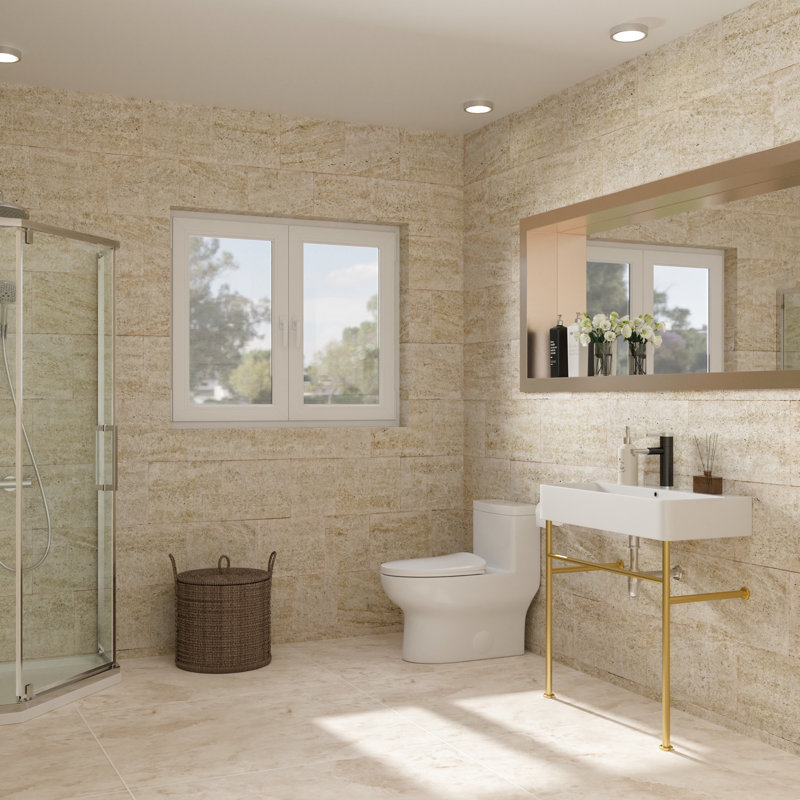 Console 32 po avec trop-plein - vasque en porcelaine blanche pour différents environnements en céramique et pieds élégants