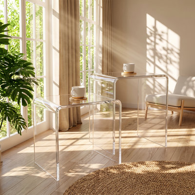 Table de bout en acrylique transparent l 23,62 po x P 20,87 po x H 16,14 po Lucite (ensemble de 2)