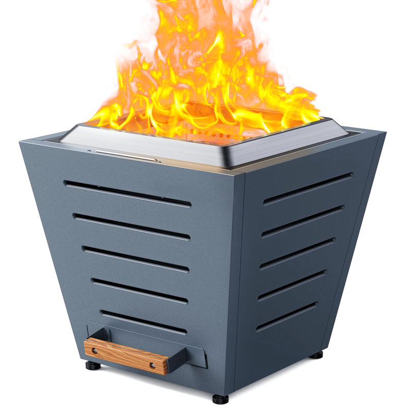Portable Outdoor Smokeless Fire Pit 20 Inch, Stainless Steel With Ash Tray And Handles, - Efficient Burning, Heat Efficiency Enhancement 20" Pit, & Heating, Retention