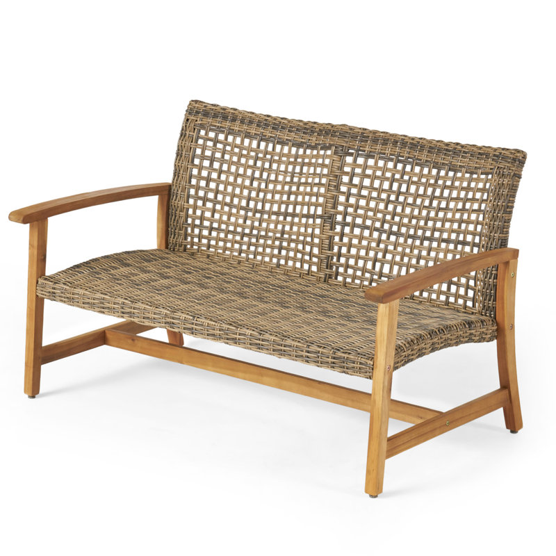 Outdoor Wood With Handmade Seat Natural + Grey And Back, Natural/Gray