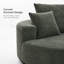 Fauteuil rond en chenille de 140 cm avec 3 coussins, style nuage, vert