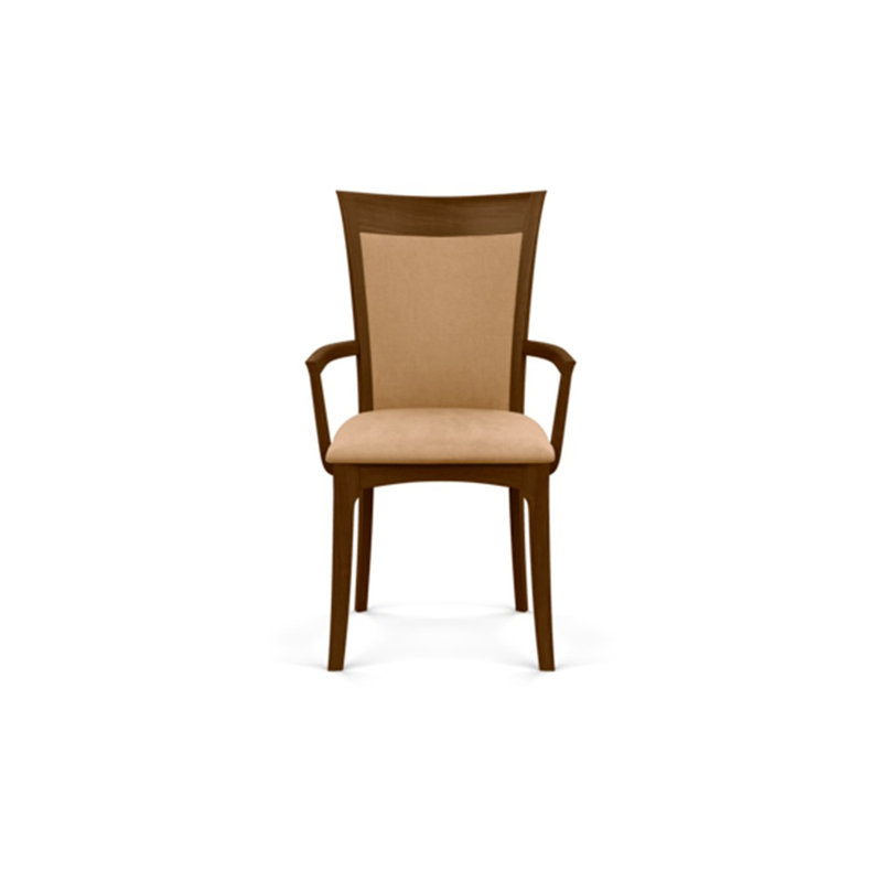 Morgan Upholstered Arm Chair, Natural Walnut, Microseude Onyx
