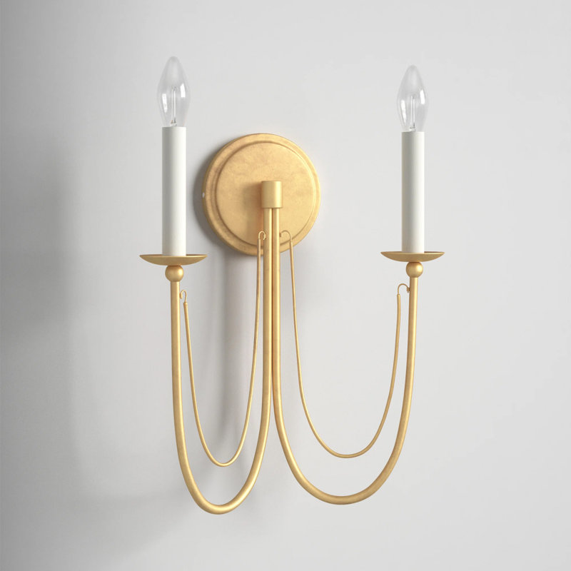 Corsham Iron Candle Wall Light, Gold Leaf