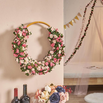 10 Pcs x 8.2 ft Flower Garland Artificial Rose Vine Flowers with Green Leaves Hanging Fake Roses Vine for Room Party Home Wedding Birthday Christmas Wall Arch Decor, Spring White Flower
