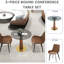 Ensemble de 3 tables de conférence rondes modernes en verre avec 2 chaises en cuir-114509221