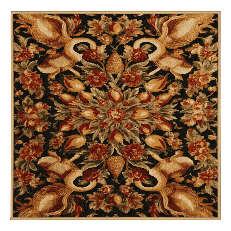 Tapis brun français lavable à la machine, Carré 4 pi