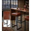 Tabouret de bar à structure noire et assise en cuir beige-1640267862