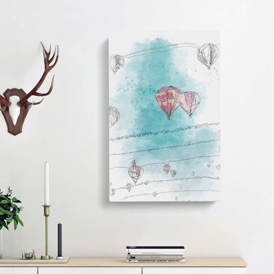 Hot Air Balloons On The Rise In Abstract - Wrapped Canvas Print