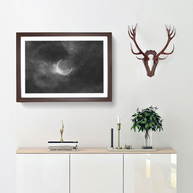 Eclipse of the Moon - Picture Frame Graphic Art Print, 62cm H x 87cm W x 2cm D, Walnut Framed