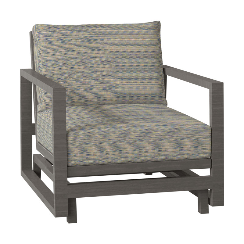 Avondale Patio Lounge Chair with Cushions, Slate Grey, No Welt, Herringbone Sand
