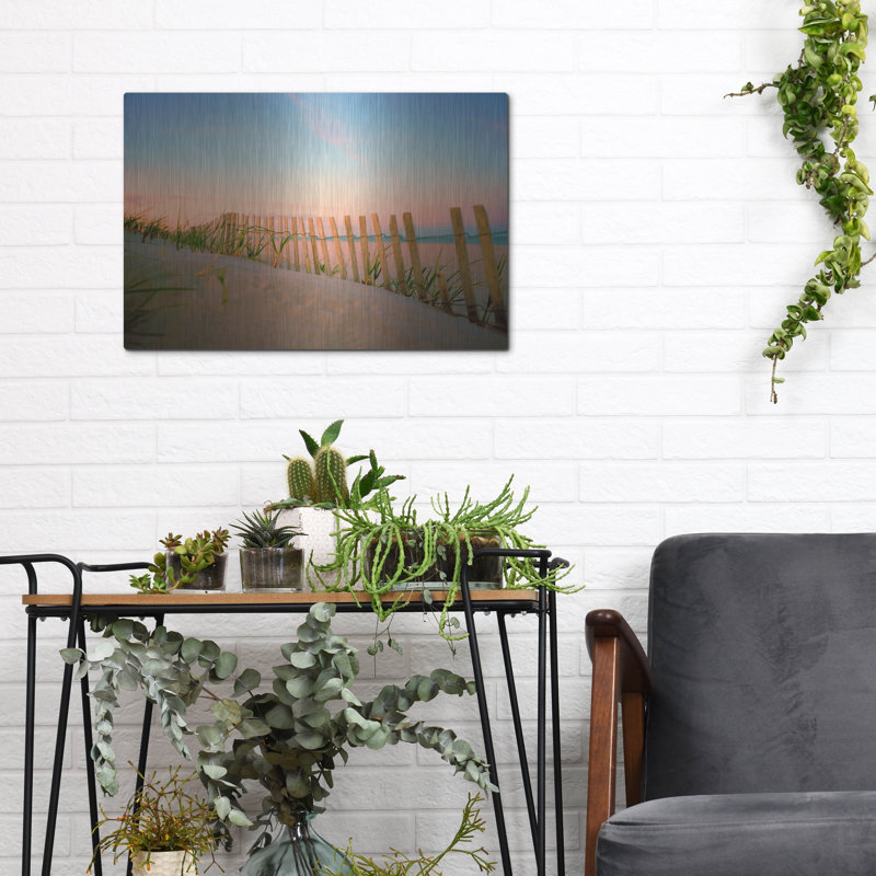 «Sunset By The Atlantic» par Sol Rapson, art mural en métal, H 12 po x l 16 po