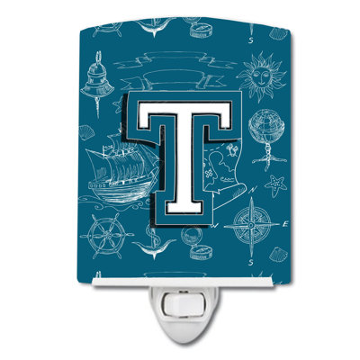 Sea Doodles Initial Alphabet Ceramic Night Light