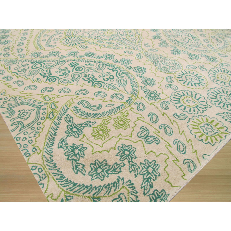 Magnifique tapis transitionnel en laine touffeté à la main, Rectangle de 5 pi x 8 pi