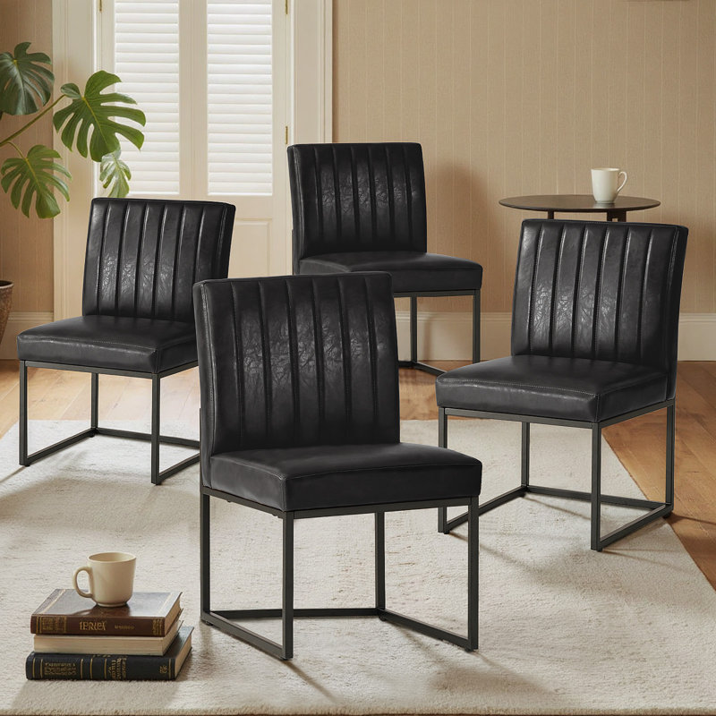 Chaise d'appoint rembourrée en similicuir, Noir