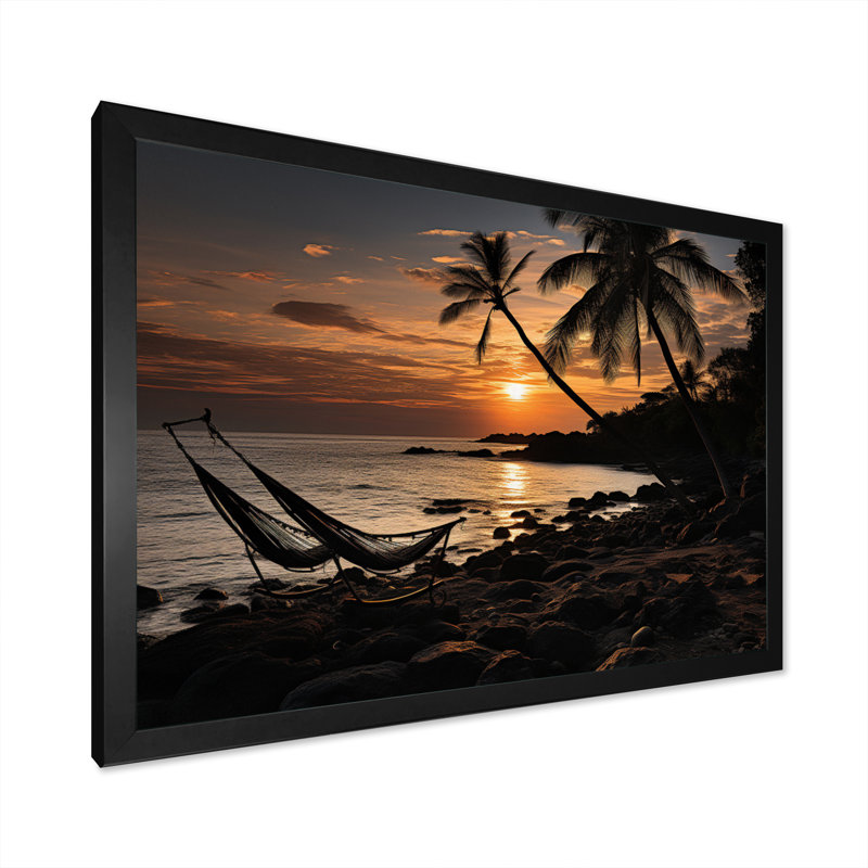 «Allem Beach Tropical Vibes XXIX», reproduction sur toile, H 12 po x l 20 po x P 1 po, Cadre simple noir