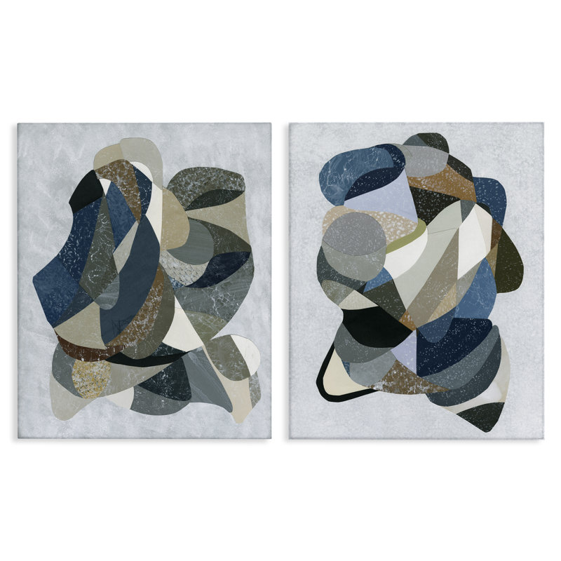 Ensemble de 2 toiles à motifs géométriques neutres, design par Coco Good, H 30 po x l 24 po