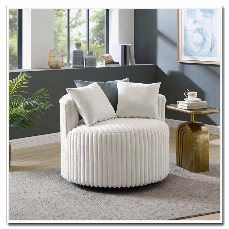 Fauteuil d'appoint rembourré en velours côtelé avec roulettes Plush