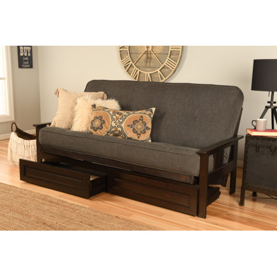 Stratford Full-Size Futon Frame Includes Storage Drawers and Mattress
