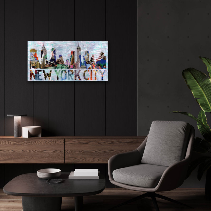 «New York» par Artpoptart, art mural en verre acrylique, H 12 po x l 24 po