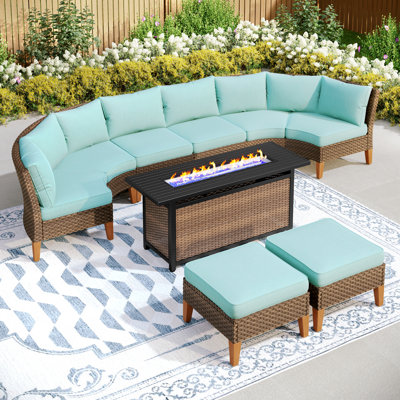 Argyri 8 - Person Modular Patio Conversation Set with Cushions