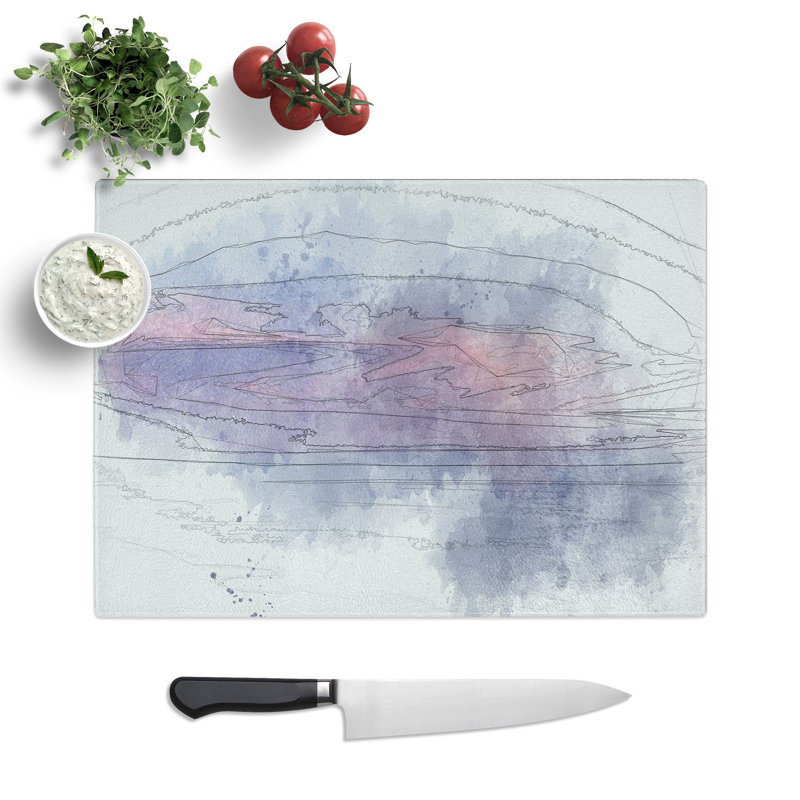Tempered Glass Light Clouds Chopping Board, 20 cm x 28.5 cm