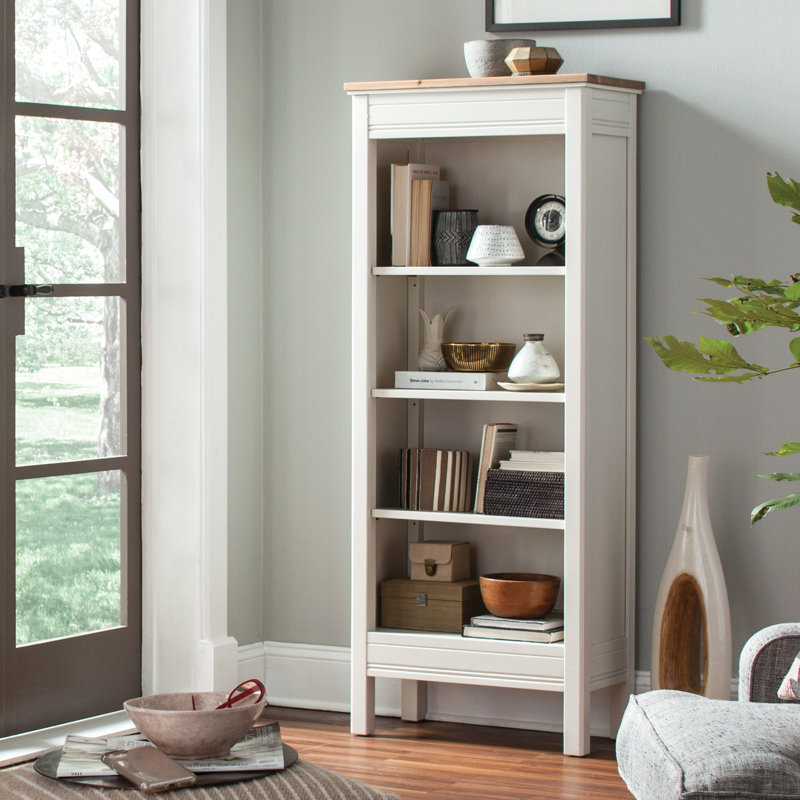 Bibliothèque à 6 niveaux avec plateau en bois naturel l 24 po x P 13 po x H 60 po Savannah