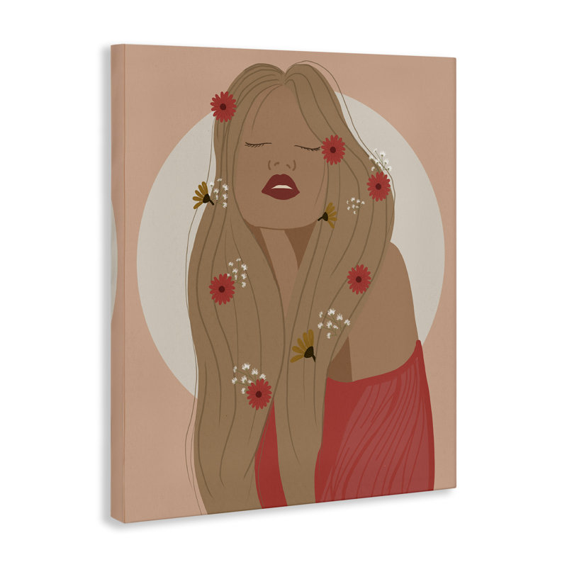 «Hippie Boho Girl», art mural sur toile par Chen Alyesh, H 20 po x l 16 po