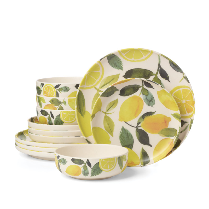 Oneida 24 Seven Melamine Lemon 12-Piece Dinnerware Set