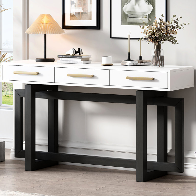 Console polyvalente avec 3 agencements fonctionnels, s'adapte au salon - gris et blanc avec capacité de rangement, pour le vestibule