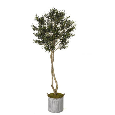 Faux Olive Tree Tree in Metal Planter