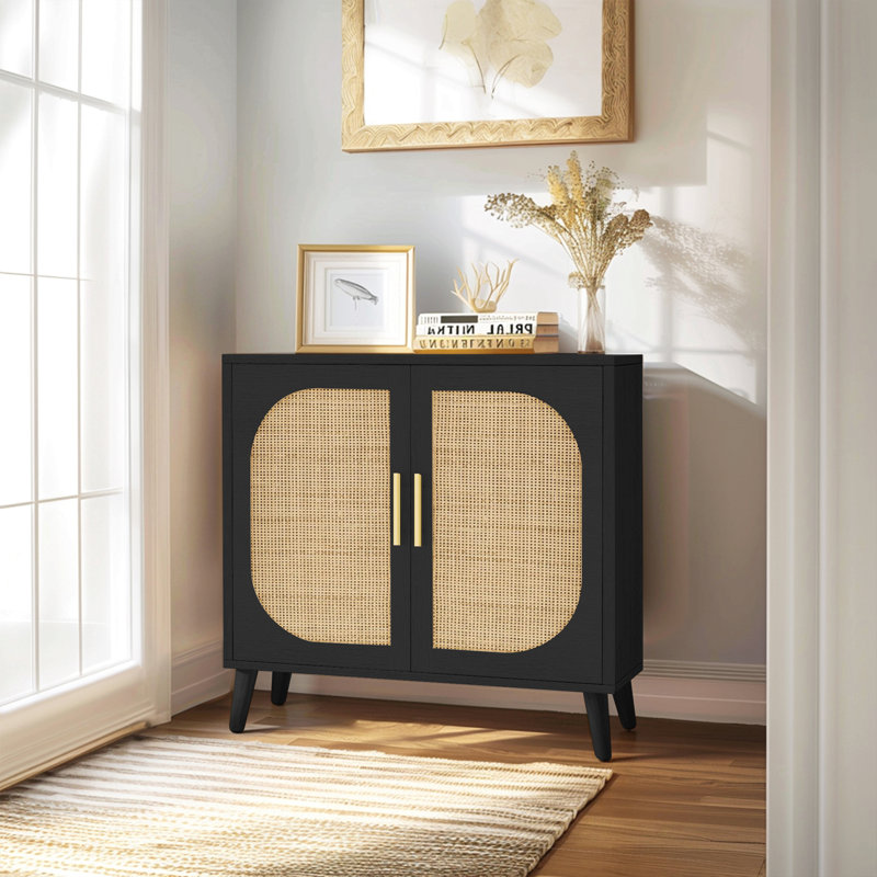 Buffet Cabinet With Storage,  Accent Bathroom Floor Cabinet,With Two Doors And 4 Compartments Forstorage,Cabinet With Solid Wood Feet,Sideboard Cabinet For Hallway, Entry, Living Room