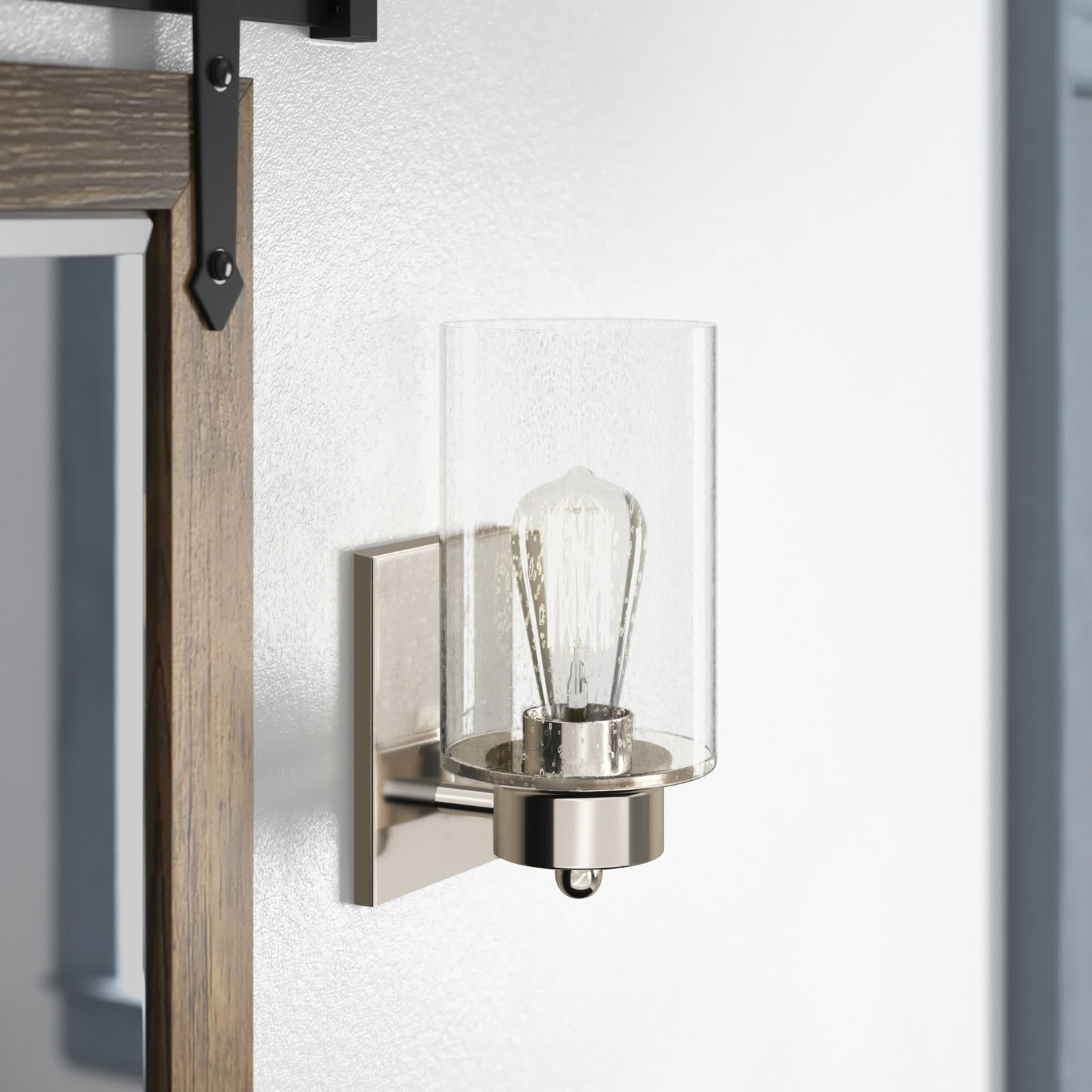 Colada Single Light Dimmable Armed Sconce, Polished Nickel