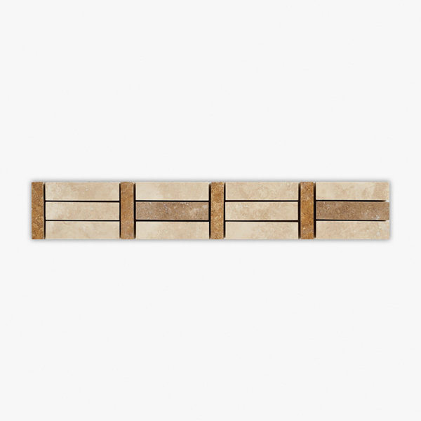 Ivory, Noce, Yellow Honed Blend Travertine 2x12 Decorative Border