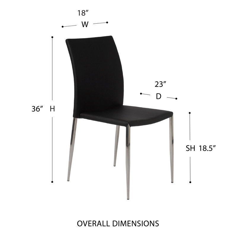 Parlex Faux Leather Upholstered Side Chair, Black Faux Leather