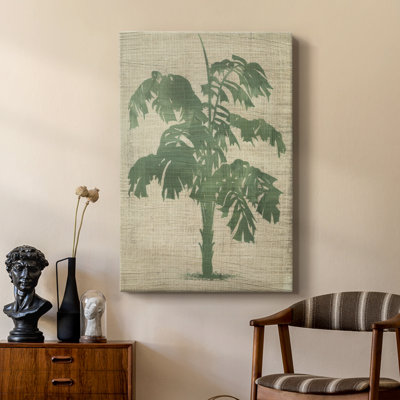 Burlap Palm Silhouette IV -Custom Wrapped Gallery Cavas