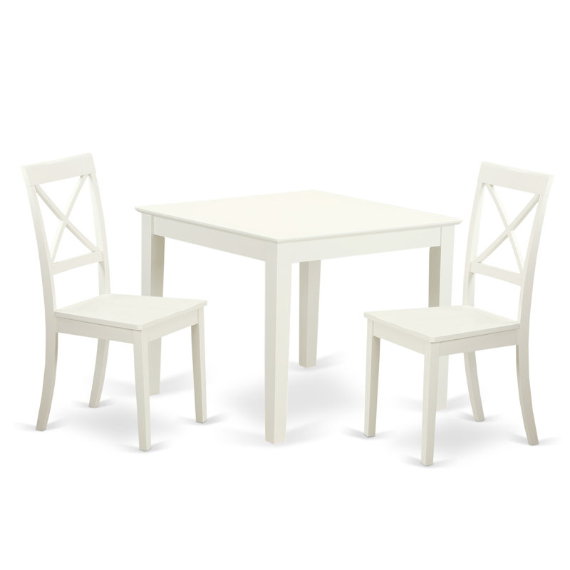 3 Piece Kitchen Table & Chairs Set Contains a Square Dining Table and 2 Dining Room Chairs, Linen White, Linen white