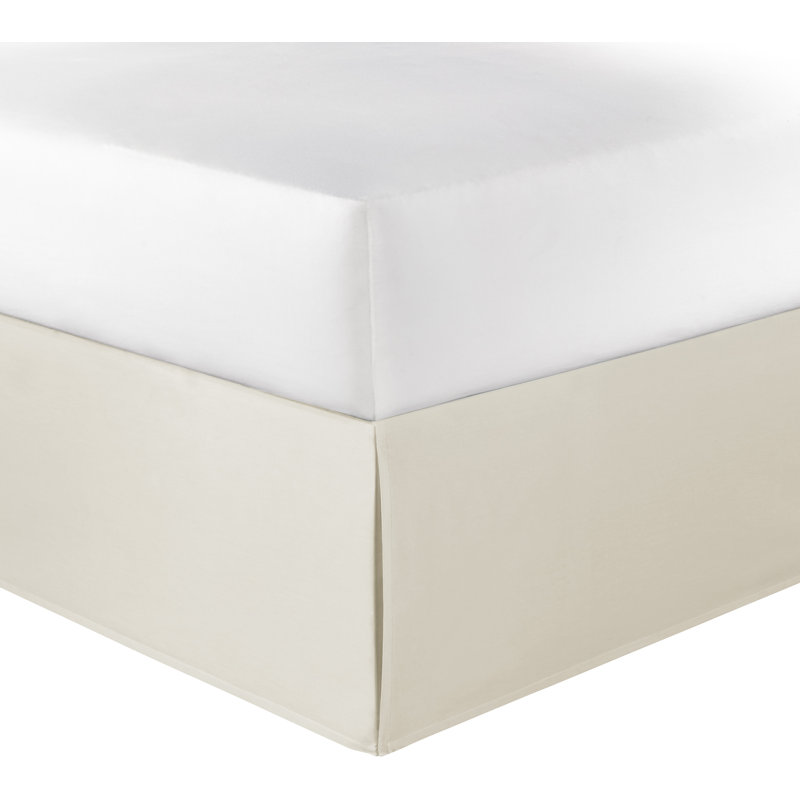 White Cotton King Bed Skirt with Split Corners