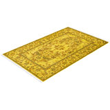 Overdyed Hand-Knotted Wool Modern-Contemporary Yellow Area Rug 2' 8" x 4' 3"