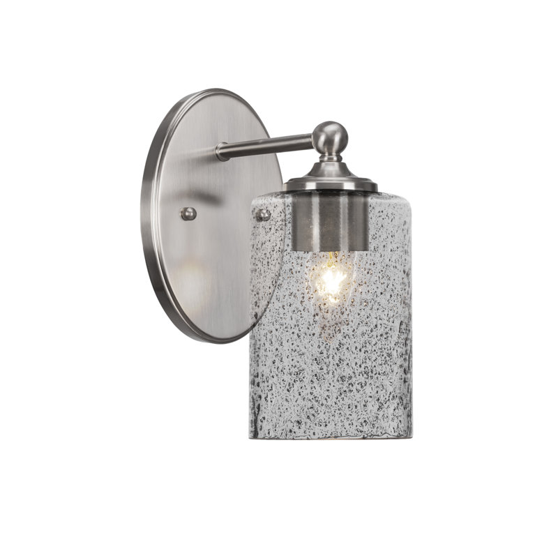 Applique murale Aitkens montrée avec verre à bulles 4 po, Nickel brossé