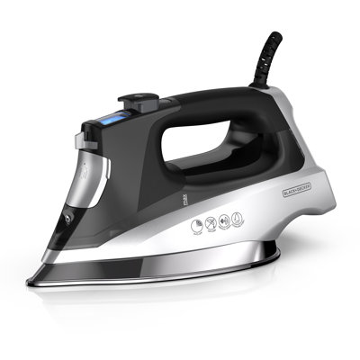 Fer à repasser professionnel noir / noir Allure de Black + Decker, D3060, 30% plus de vapeur, pointe Percison, semelle en acier Stianless, vapeur verticale