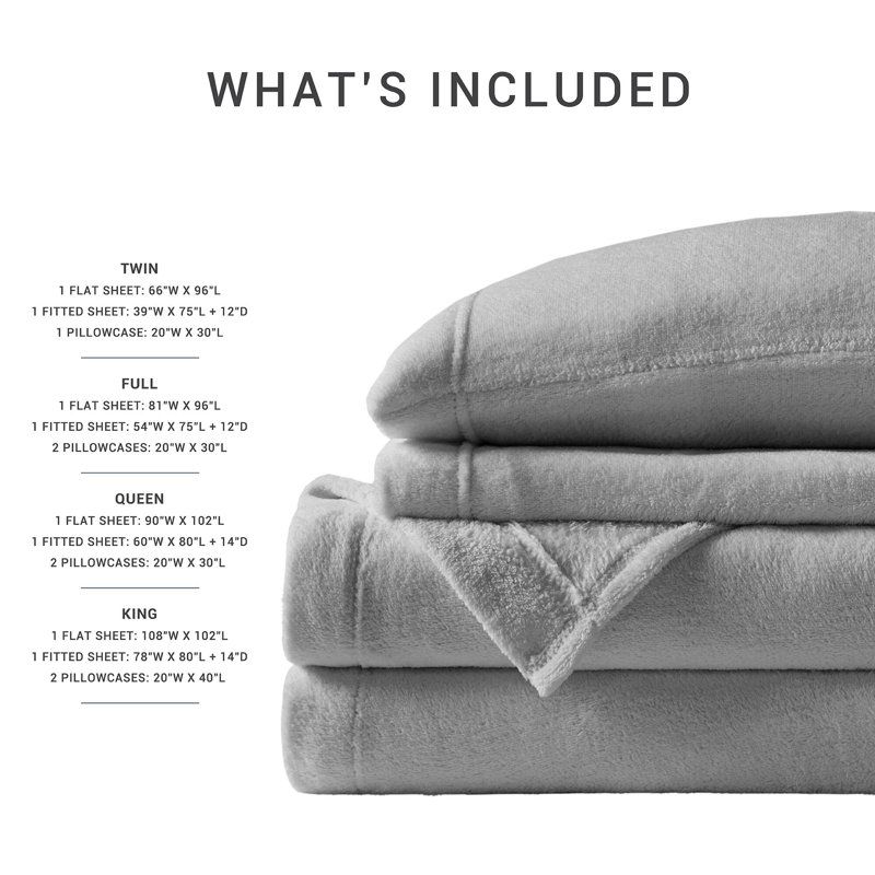 Twin Gray Solid Microfiber Plush Sheet Set