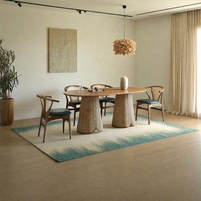 Ash rattan oval dining table set