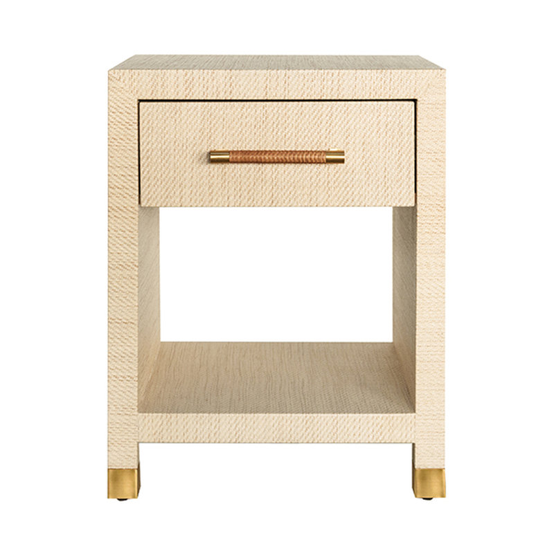 Pelham Beige Wood Rectangular End Table with Storage