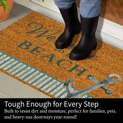 Blue Coastal Beach, Coir Mat 36"x24"